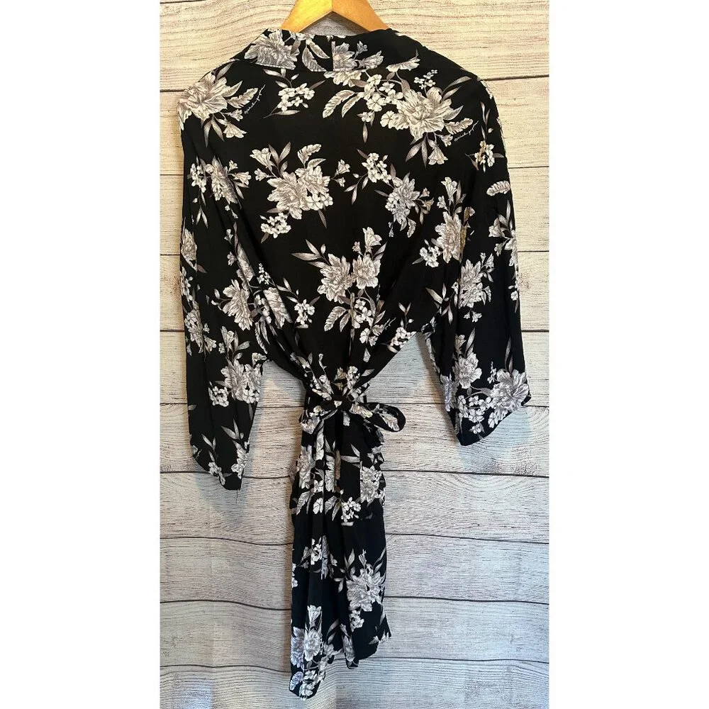 Spiritual Gangster Maya Kimono Black Floral Cardigan Duster OS Boho Beach Cover - Picture 9 of 10